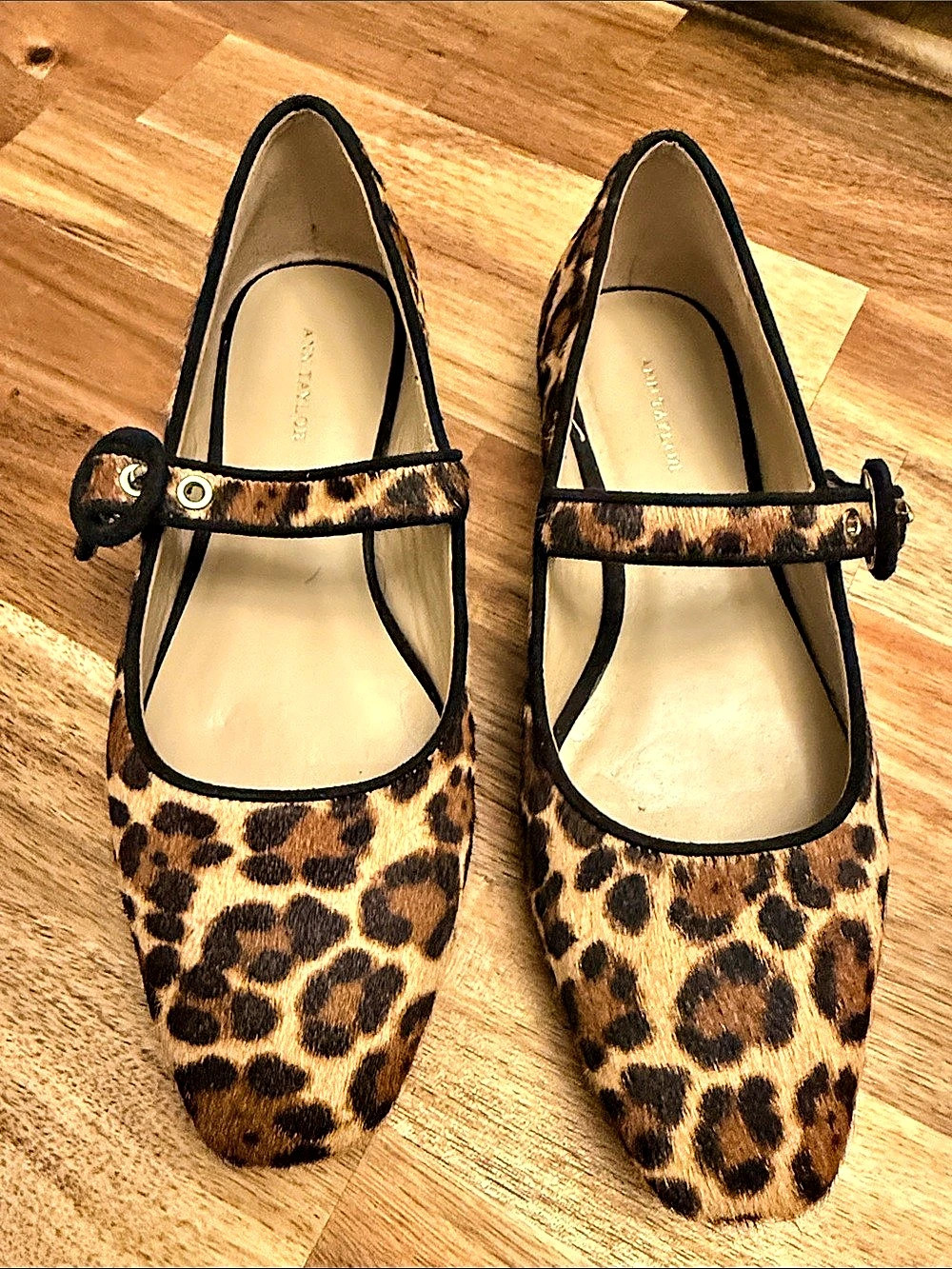 Ann Taylor Weekend Haircalf Mary Jane Flat Leopard US 5M